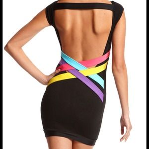 Charlotte Russe Pop Color Open Back bodycon dress