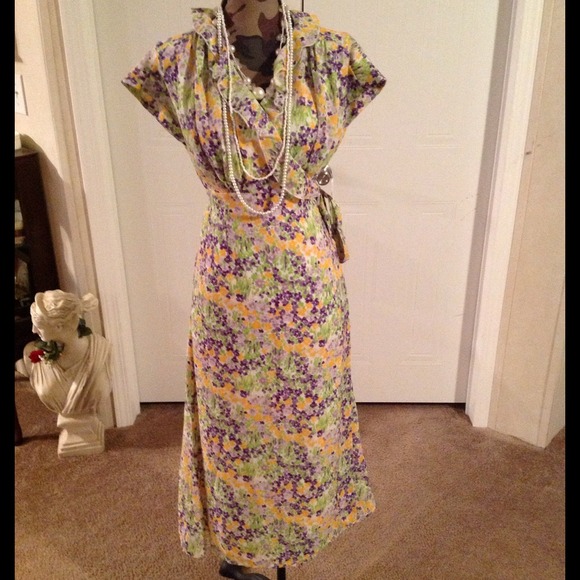SOLD Romantic  floral wrap dress