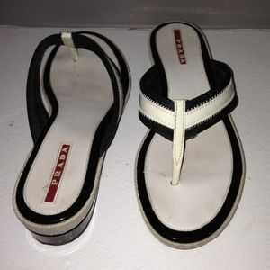 Prada White and Black Sandal