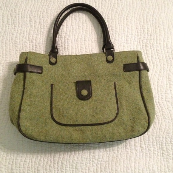 Ann Taylor Loft Green Twill Purse