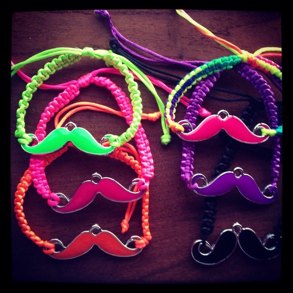 Mustache bracelet neon 3 for $10