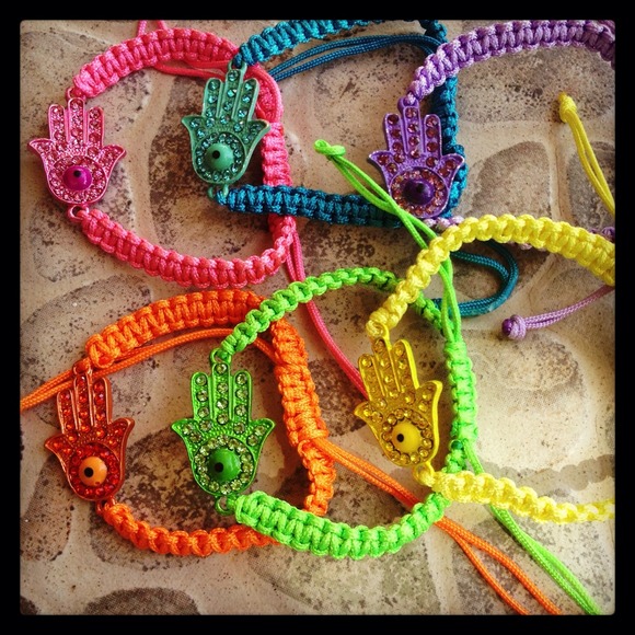 Hamsa evil eye neon bracelet