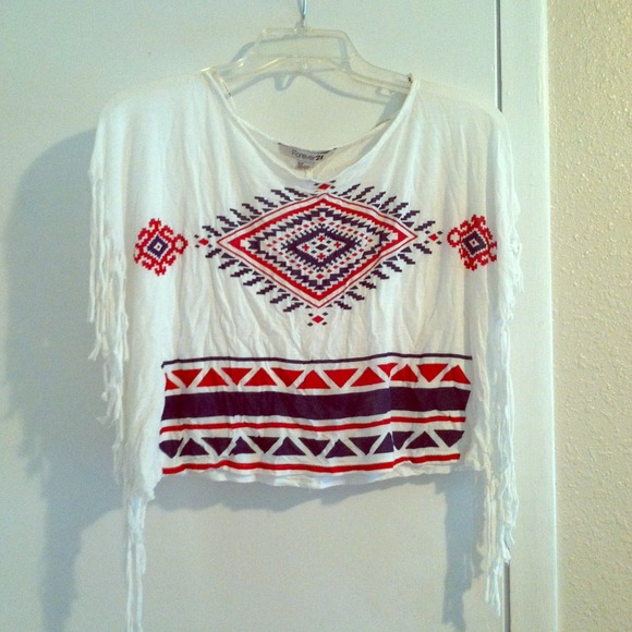 Red, White, and Blue Tribal Print Top