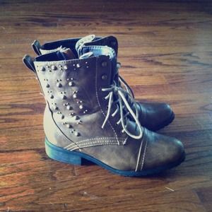 Brown studded boots