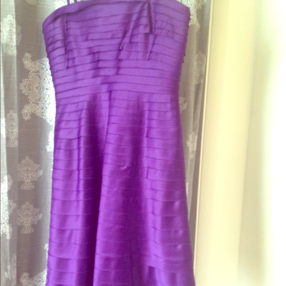 Purple bridesmaid dress.