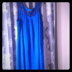 INC blue silk dress