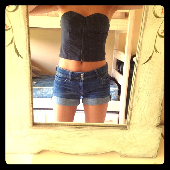 Urban outfitters navy zip up front bustier top