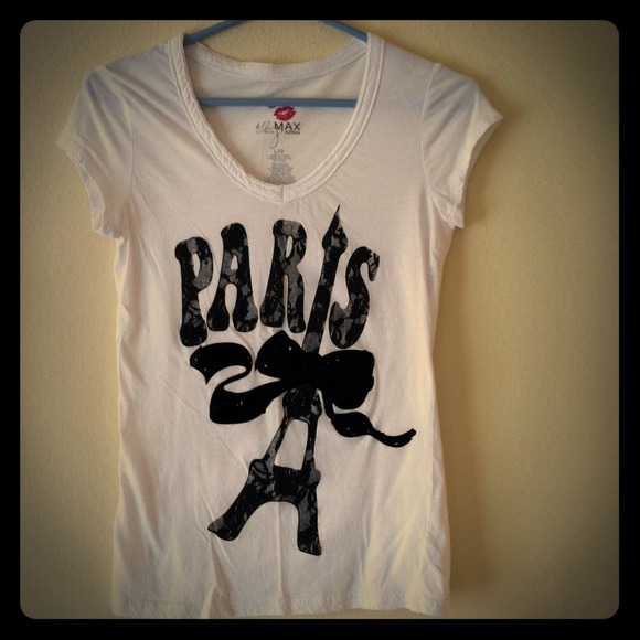 White tee with black lace "Paris" Logo