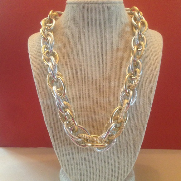 Chunky Silver & Gold Necklace - Picture 1 of 2