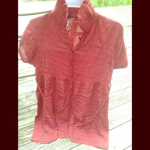 Cranberry Colored Ruched Dress with Cinch Tie