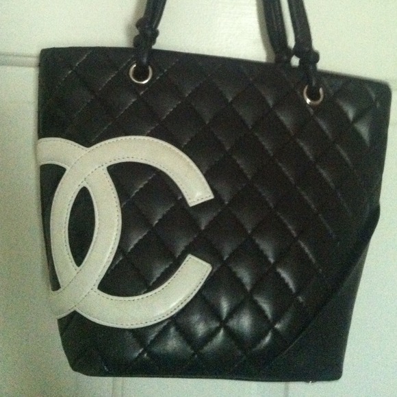 Black Chanel Tote with White CC