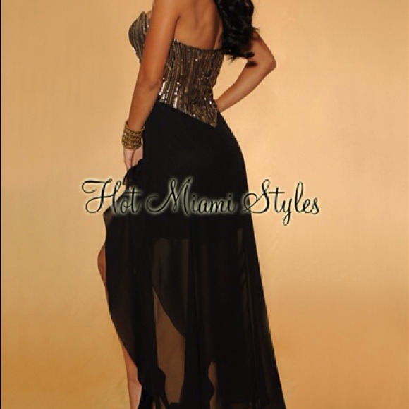 Fancy Hi Lo dress, Black with Gold Sequins - Picture 3 of 3
