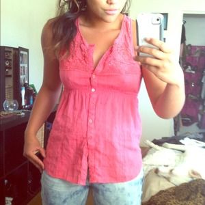 SOLD Summer Pink button down top