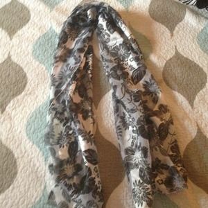 Black and white floral scarf
