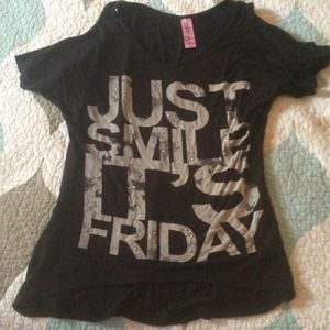 Just smile it's Friday cutout sleeve shirt