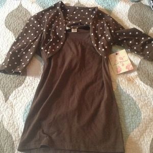 Brown cami with built In Polka dot shrug