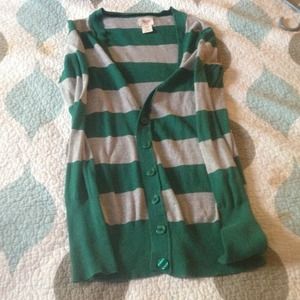 Grey and green striped cardigan