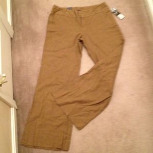 Brown linen wide leg pants