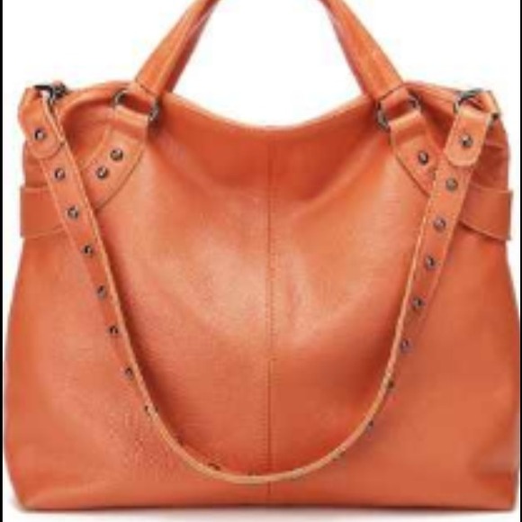 Large studded leather tote