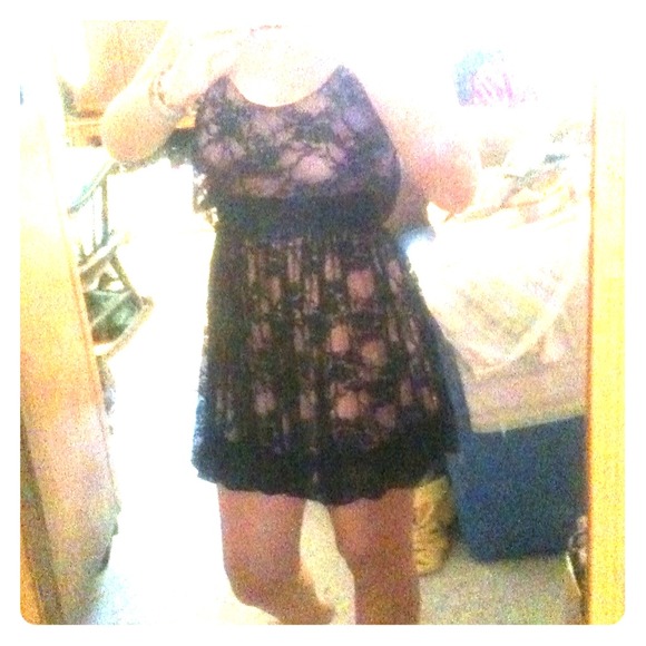 Black & pink lace dress