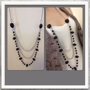 Black beaded chain link necklace