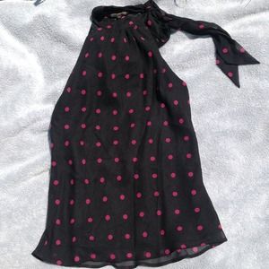 Express black and pink polka dot top