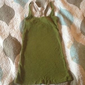 Green tank top with crochet backing