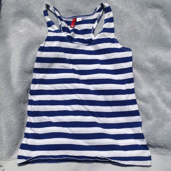 Blue and white striped tank
