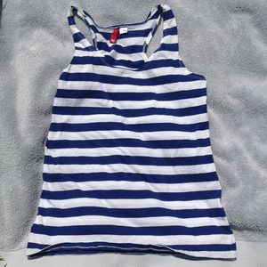 Blue and white striped tank
