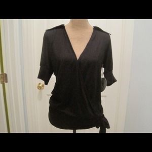 Black faux wrap top maternity
