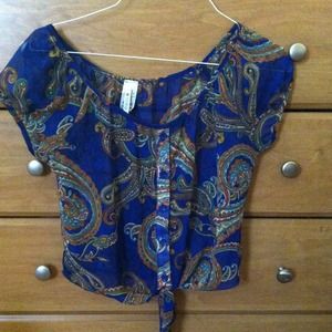 Blue paisley crop top
