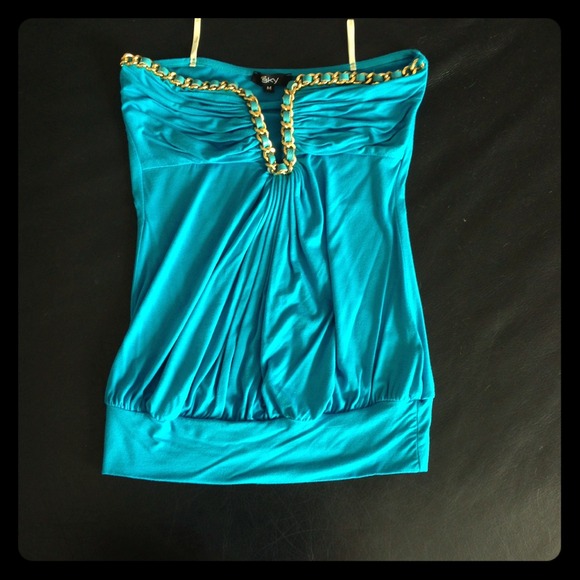 Sky Blue Strapless Top