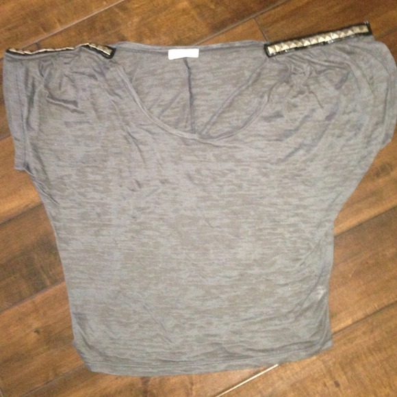 ON HOLD Grey cotton studded t by Cello Outfitters