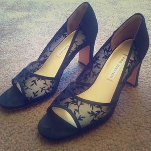 Black lace peep toes