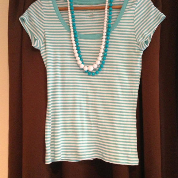 A turquoise striped tee