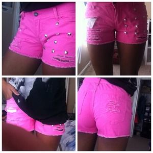 Pink studded shorts