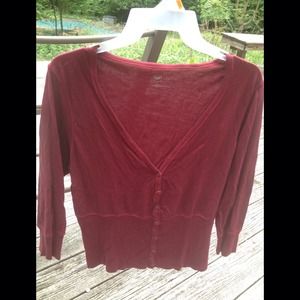 Burgundy Cropped Cardigan
