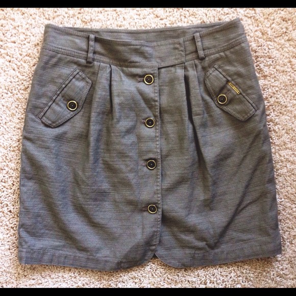 Anne Klein khaki linen button skirt