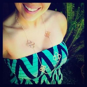 Square Cutout Gold Clover Necklace