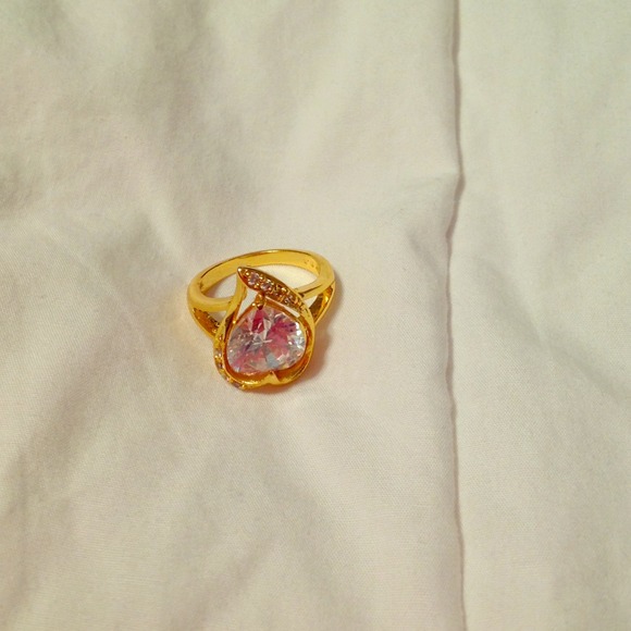 18k yellow gold filled heart ring