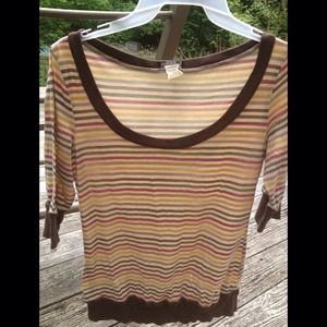 Rainbow Striped 3/4 Sleeve Shirt