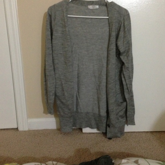 grey cardigan