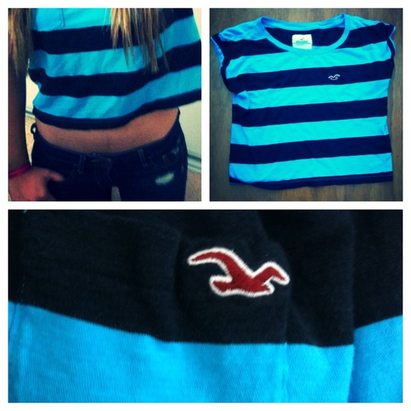 Teal and Navy Blue Stripes Short Sleeve