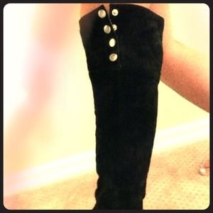 Knee high suede boots