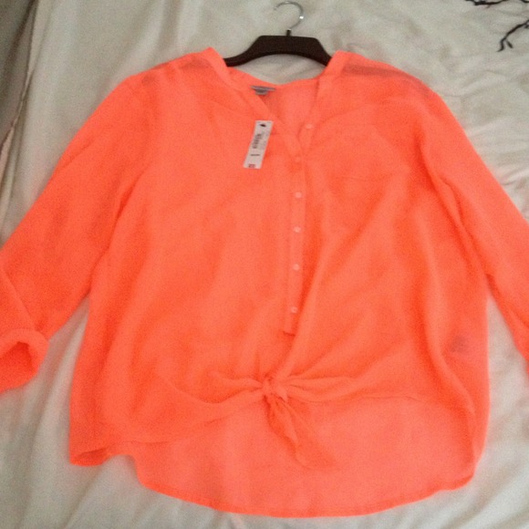 Neon coral blouse