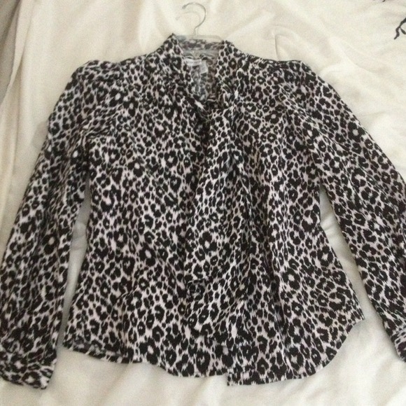 White leopard print blouse