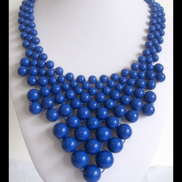 CLEARANCE Navy blue round beads bubble necklace