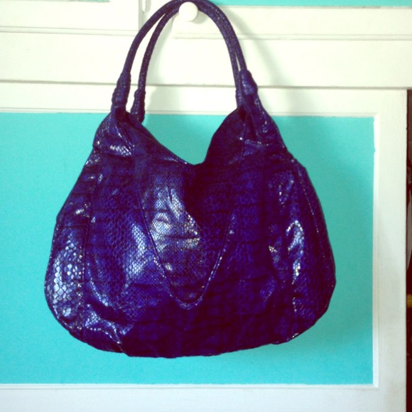 Brand new snake skin dark blue hobo bag