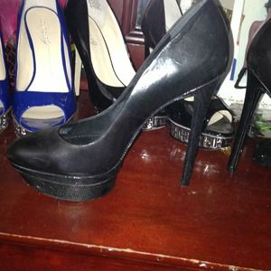 Brian Atwood black leather heels