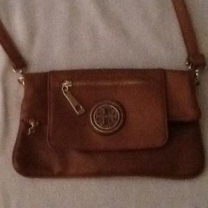 Brown leather inspired tory burch crossbody